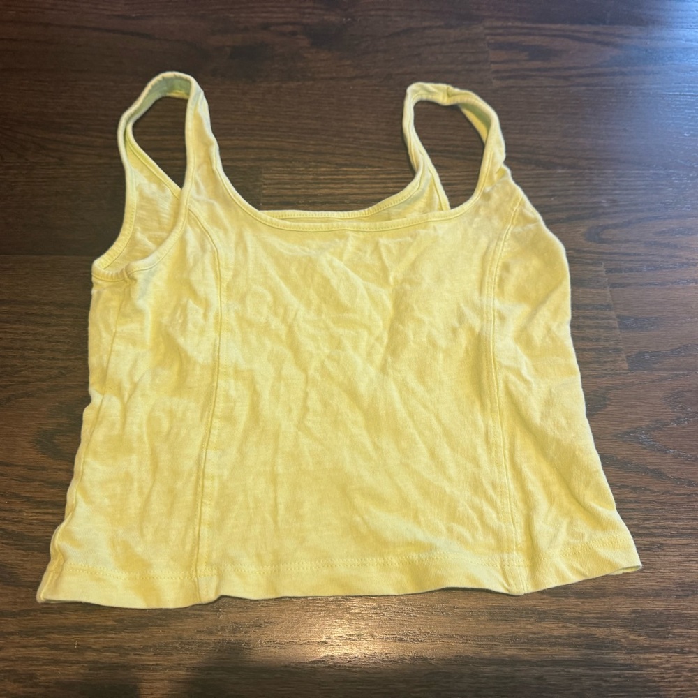Aerie Yellow Fitted Crop Tank Top